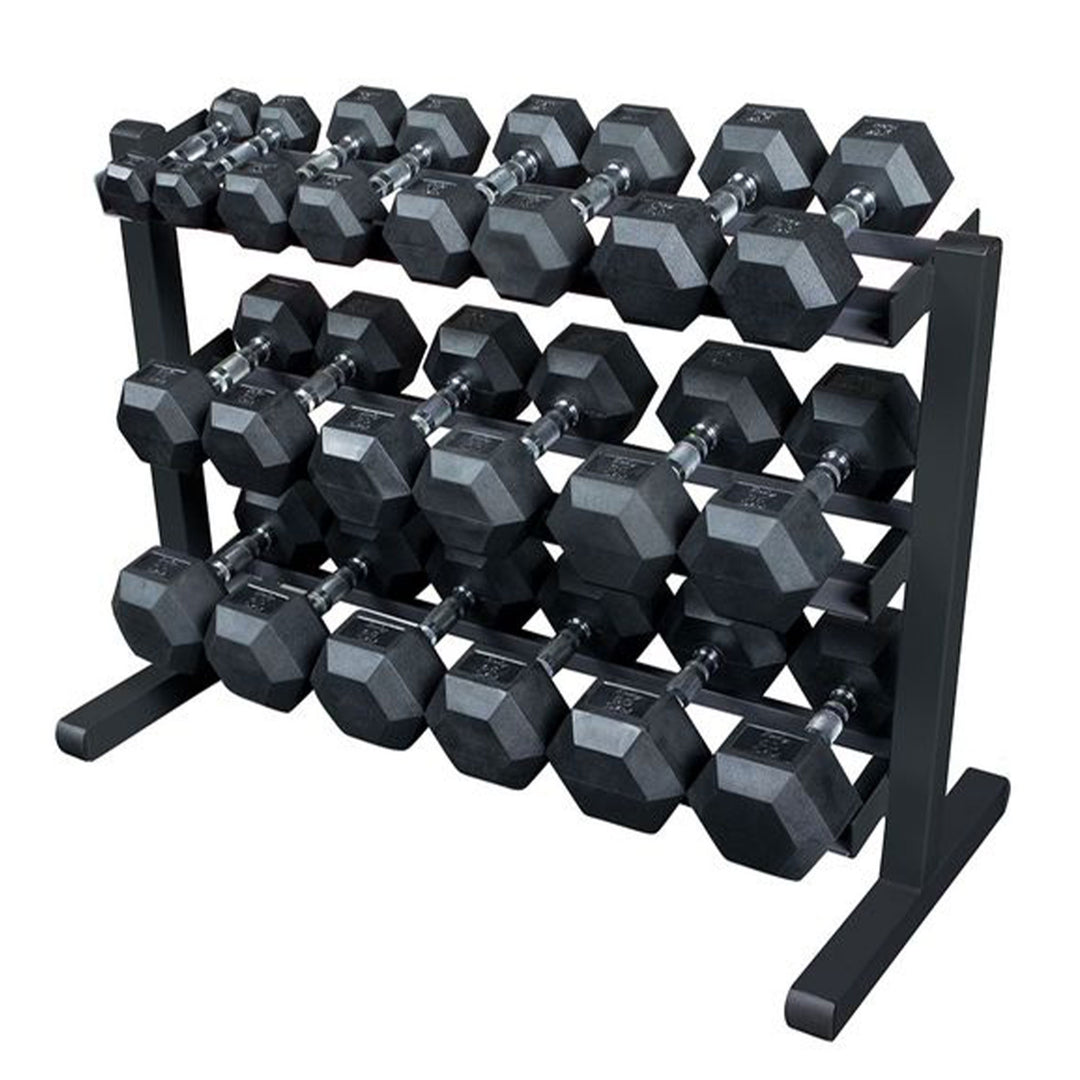 Body Solid 3 Tier Horizontal Dumbbell Rack with Heavy Gauge Steel Construction - VMInnovations