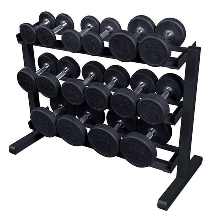 Body Solid 3 Tier Horizontal Dumbbell Rack with Heavy Gauge Steel Construction - VMInnovations