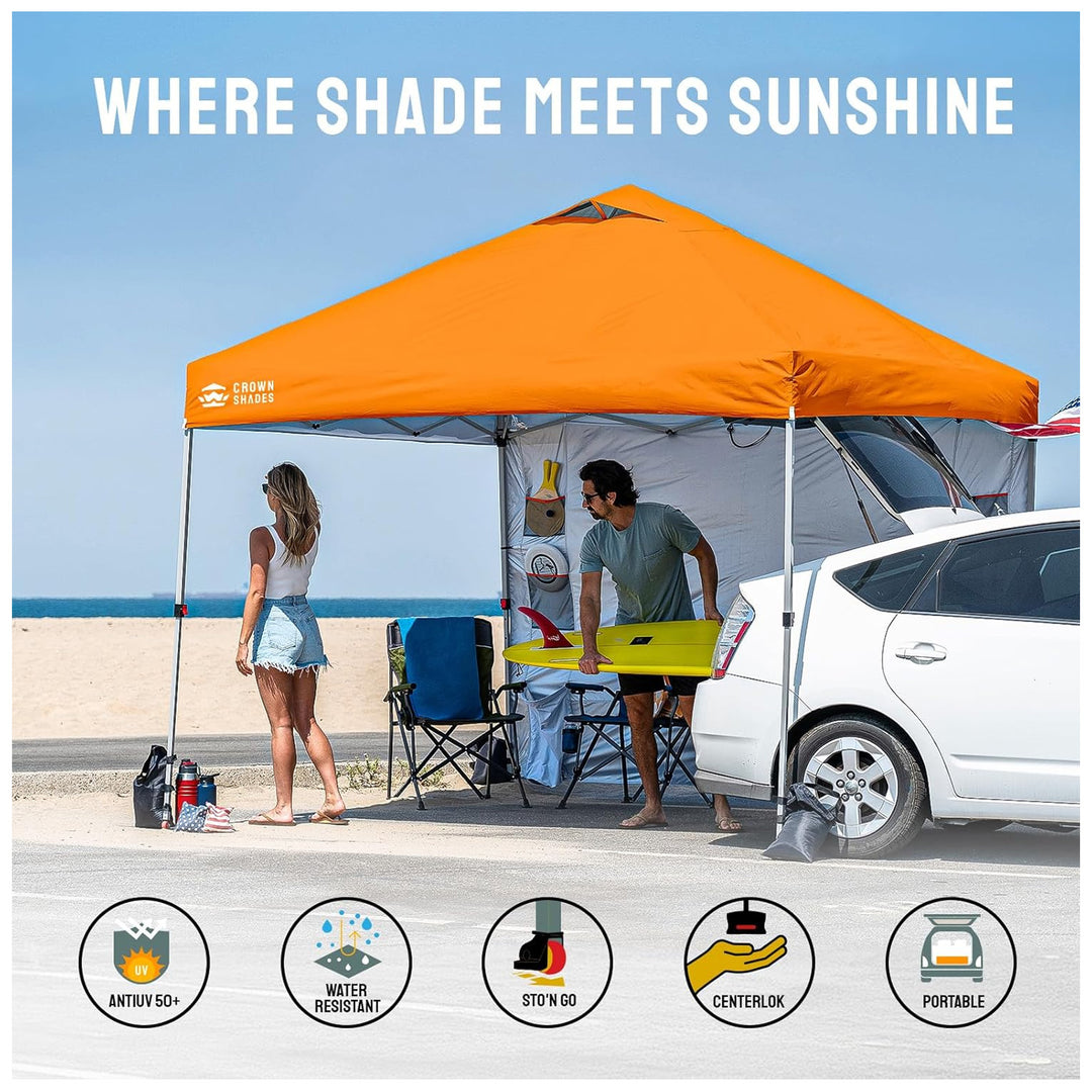 Crown Shades Canopy, 10'x10' Portable Pop Up Shelter w/Carry Bag, Orange (Used) - VMInnovations