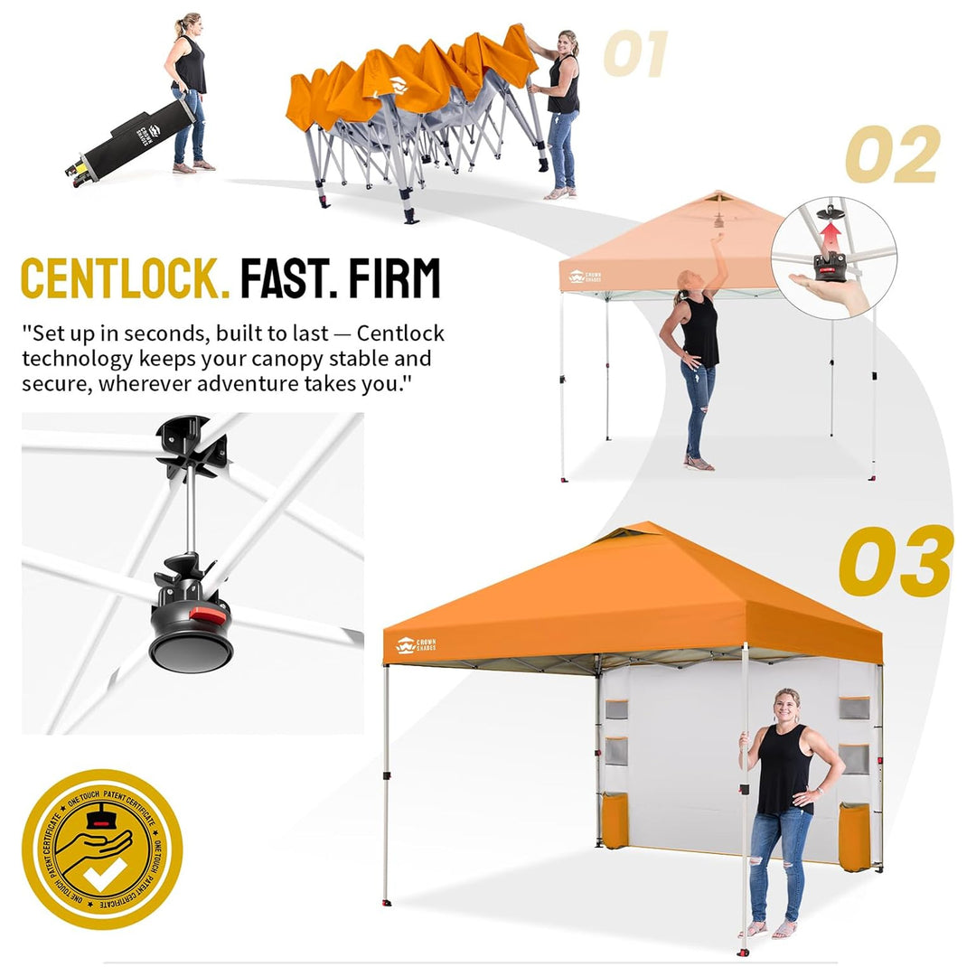 Crown Shades Canopy, 10'x10' Portable Pop Up Shelter w/Carry Bag, Orange (Used) - VMInnovations
