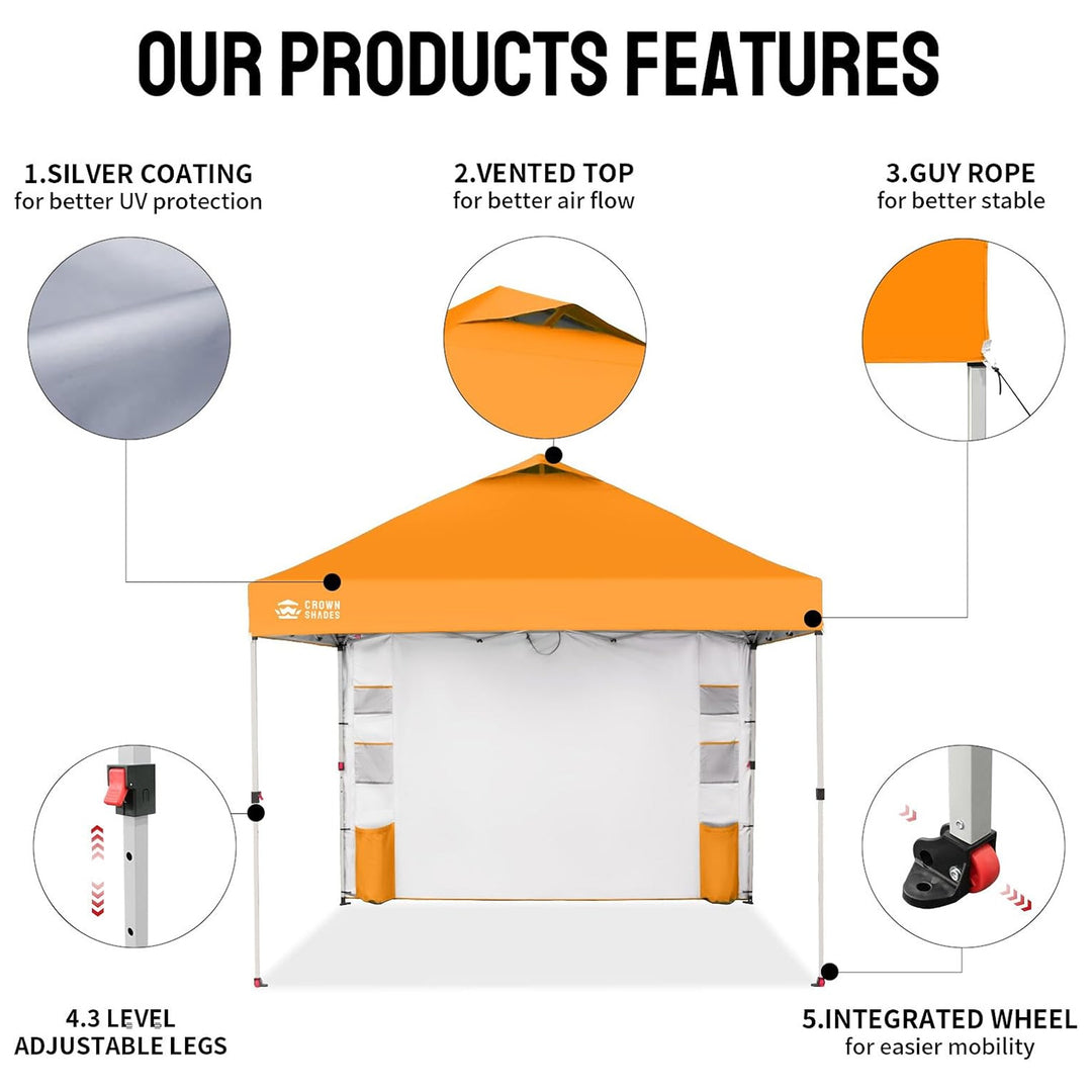 Crown Shades Canopy, 10'x10' Portable Pop Up Shelter w/Carry Bag, Orange (Used) - VMInnovations