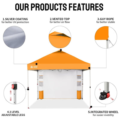 Crown Shades Canopy, 10'x10' Portable Pop Up Shelter w/Carry Bag, Orange (Used) - VMInnovations