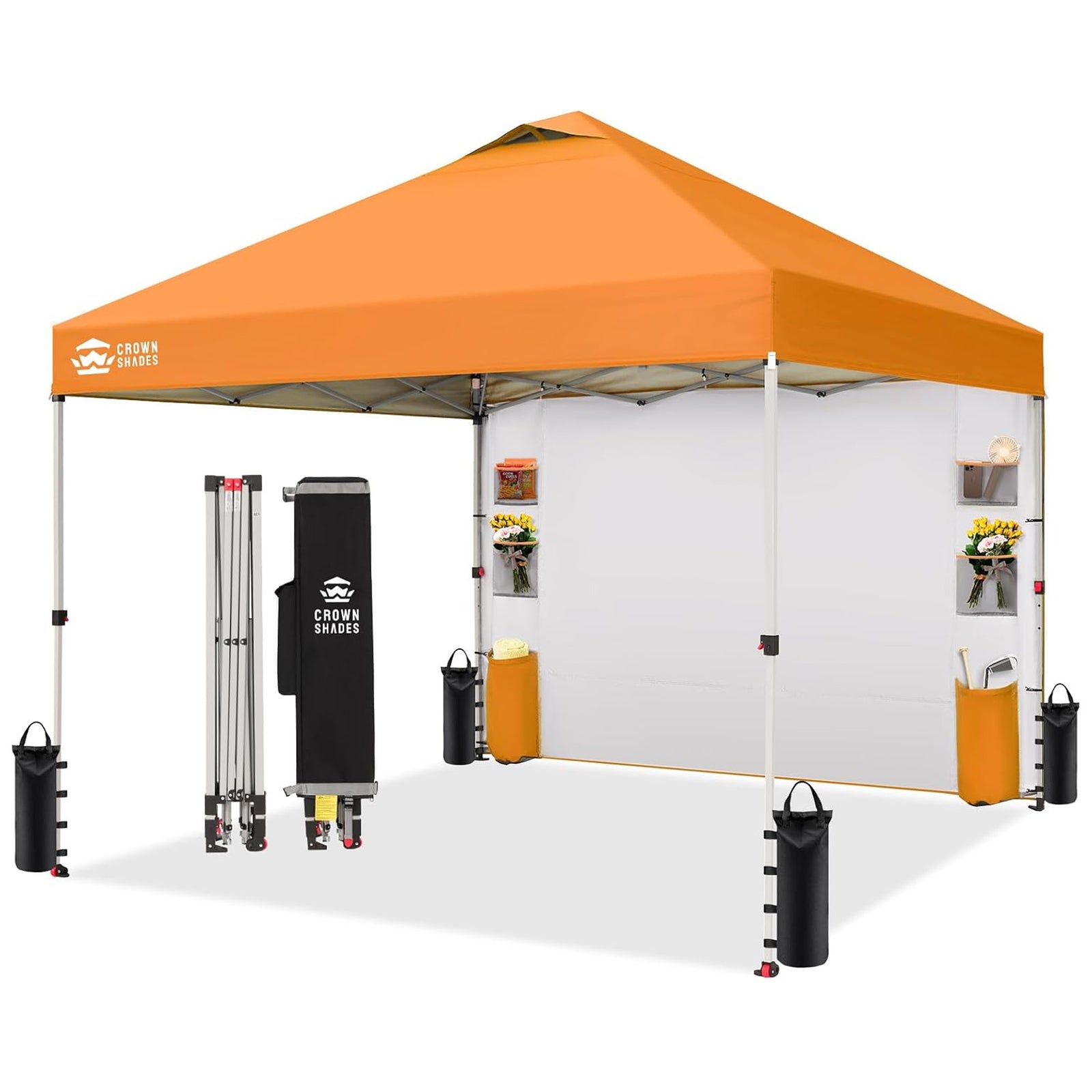 Crown Shades Canopy, 10'x10' Portable Pop Up Shelter w/Carry Bag, Orange (Used) - VMInnovations