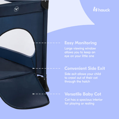 hauck Dream N Play Travel Bed and Playpen with Mattress, Navy Blue (Open Box)