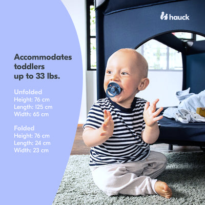 hauck Dream N Play Plus Foldable Travel Bed & Playpen w/Mattress,Navy Blue(Used)