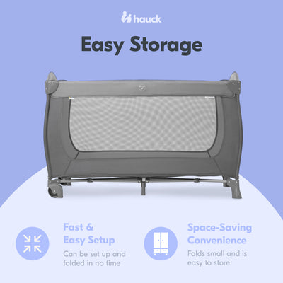 hauck Sleep N Play Foldable Travel Bed & Playpen w/Mattress, Gray (Open Box) - VMInnovations