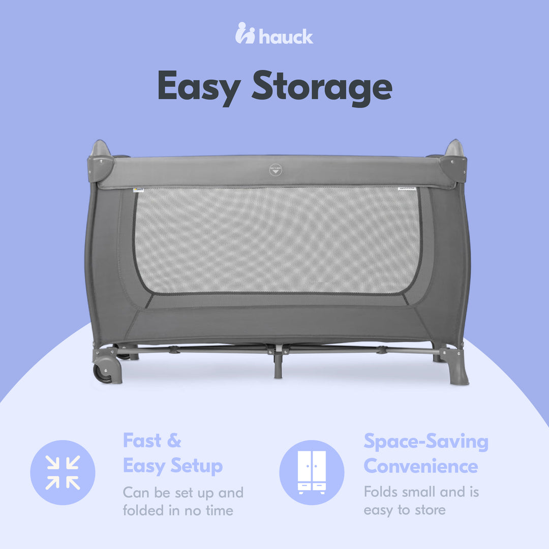 hauck Sleep N Play Foldable Travel Bed & Playpen w/Mattress, Gray (Open Box) - VMInnovations