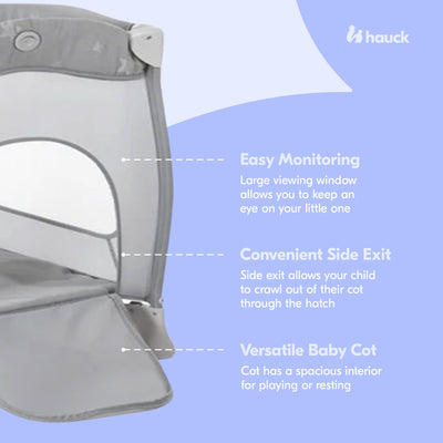 Hauck Sleep N Play Center Travel Cot w/Bassinet & Playpen, Stars Grey (Used) - VMInnovations