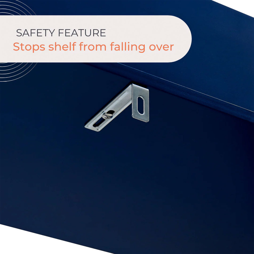 Sturdis Kids Toy Organizer with Bookshelf and 8 Toy Bins, Dark Blue (Open Box) - VMInnovations