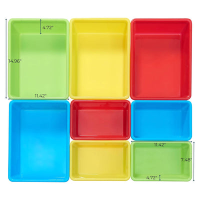 Sturdis Kids Toy Storage Organizer with Bookshelf, Top Shelf and 8 Colorful Bins - VMInnovations