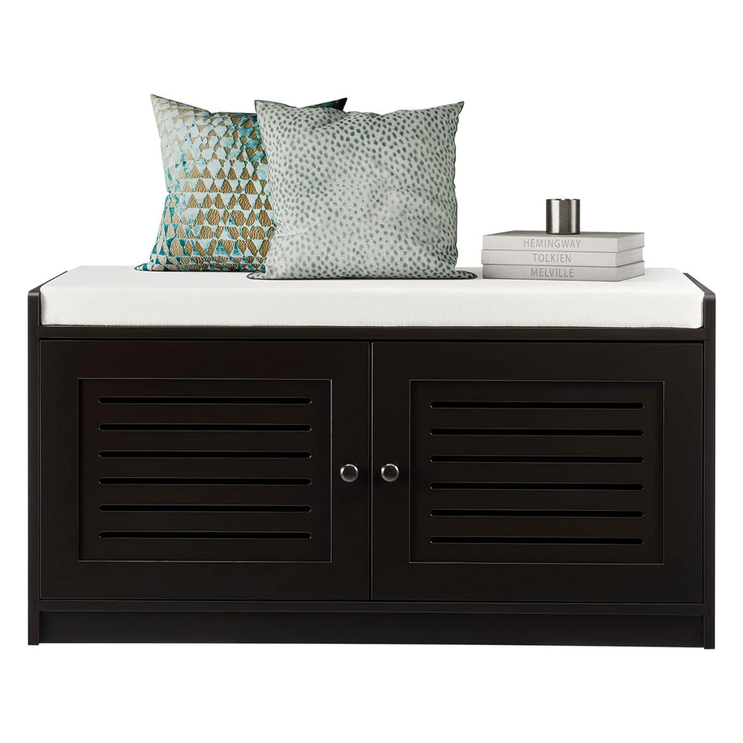 Sturdis Shoe Storage Cushion Seat Bench w/Adjustable Shelves, Espresso (Used) - VMInnovations
