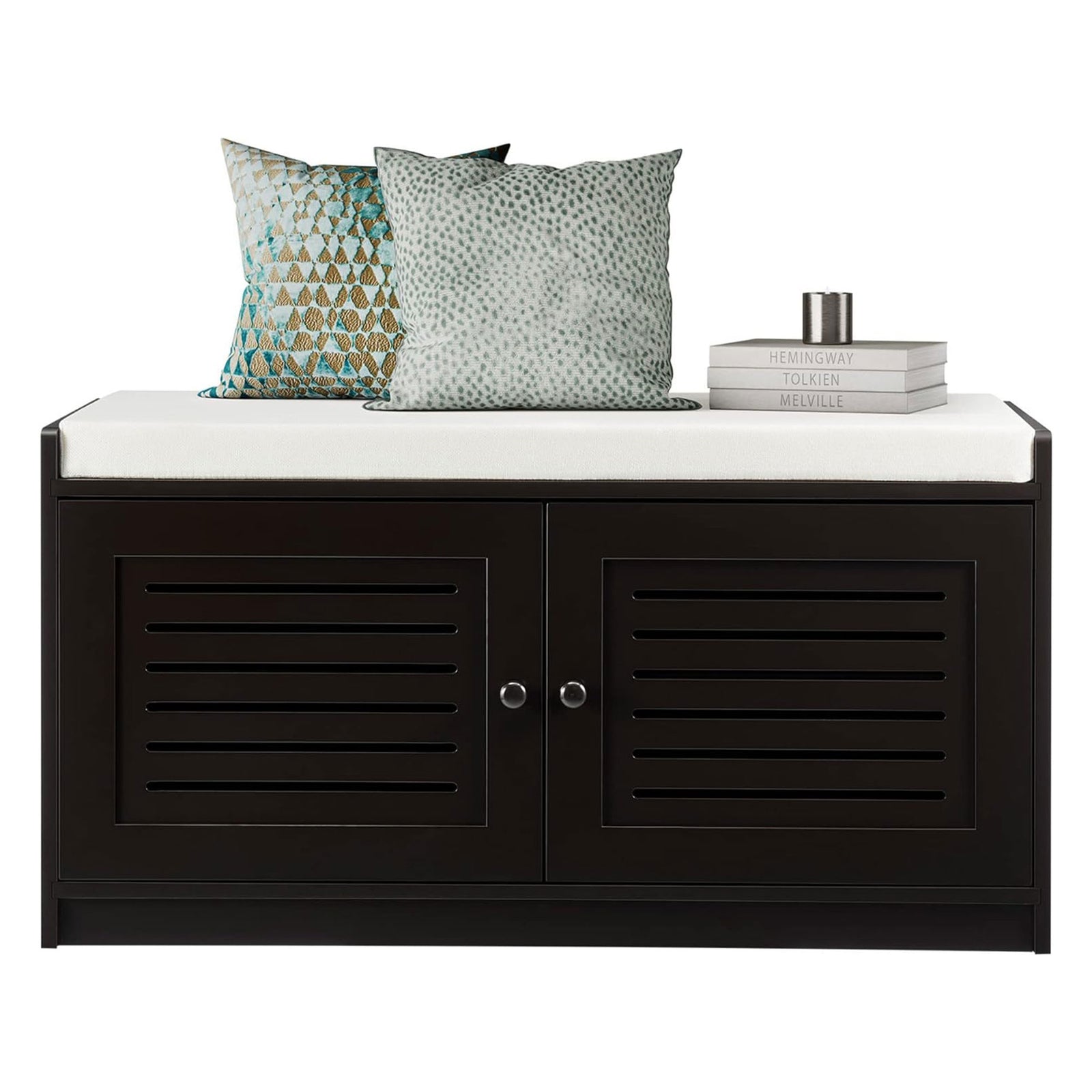 Sturdis Shoe Storage Cushion Seat Bench w/Adjustable Shelves, Espresso (Used) - VMInnovations