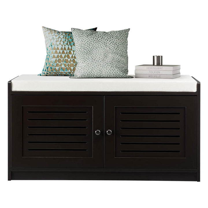 Sturdis Shoe Storage Cushion Seat Bench w/Adjustable Shelves, Espresso (Used) - VMInnovations