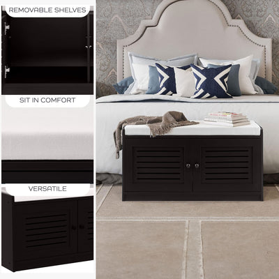 Sturdis Shoe Storage Cushion Seat Bench w/Adjustable Shelves, Espresso(Open Box) - VMInnovations
