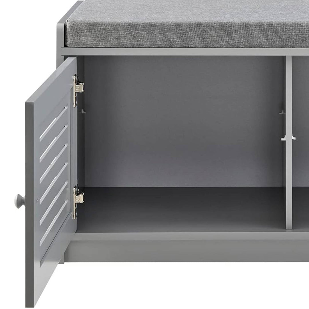 Sturdis Shoe Storage Bench w/Adjustable Shelves & Cushioned Seat, Gray(Open Box)