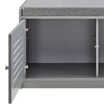 Sturdis Modern Shoe Storage Bench w/ Adjustable Shelves & Cushioned Seat, Gray