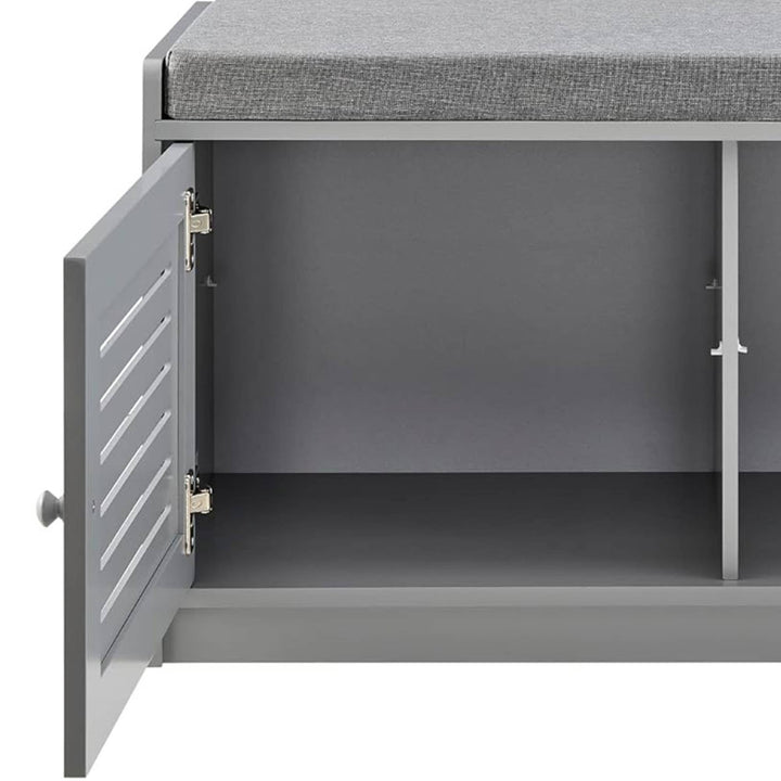 Sturdis Shoe Storage Bench w/Adjustable Shelves & Cushioned Seat, Gray(Open Box)