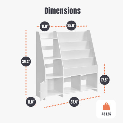 Sturdis Round Edge Wooden Durable Kids Bookshelf w/Step Shelves, White(Open Box) - VMInnovations