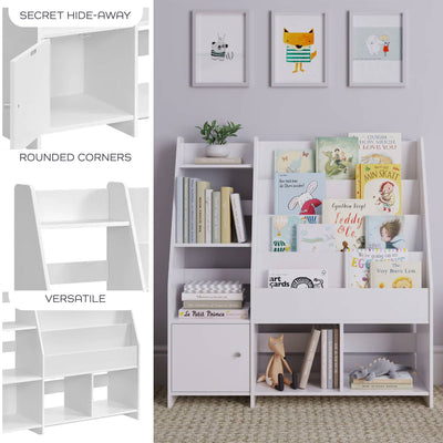 Sturdis Round Edge Wooden Durable Kids Bookshelf w/Step Shelves, White(Open Box) - VMInnovations