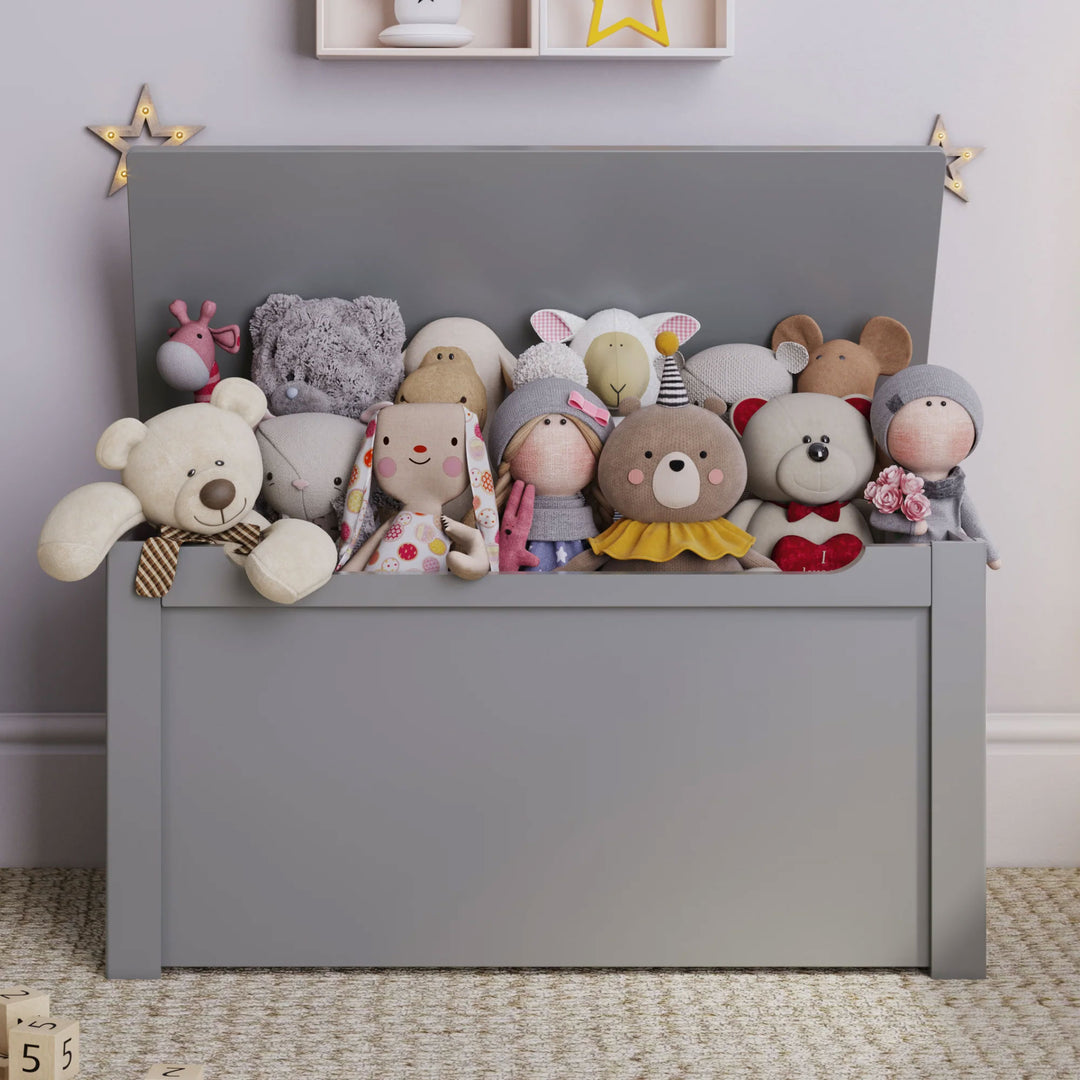 Sturdis Wooden Toy Box Stylish & Spacious for Home Organization, Gray (Used) - VMInnovations