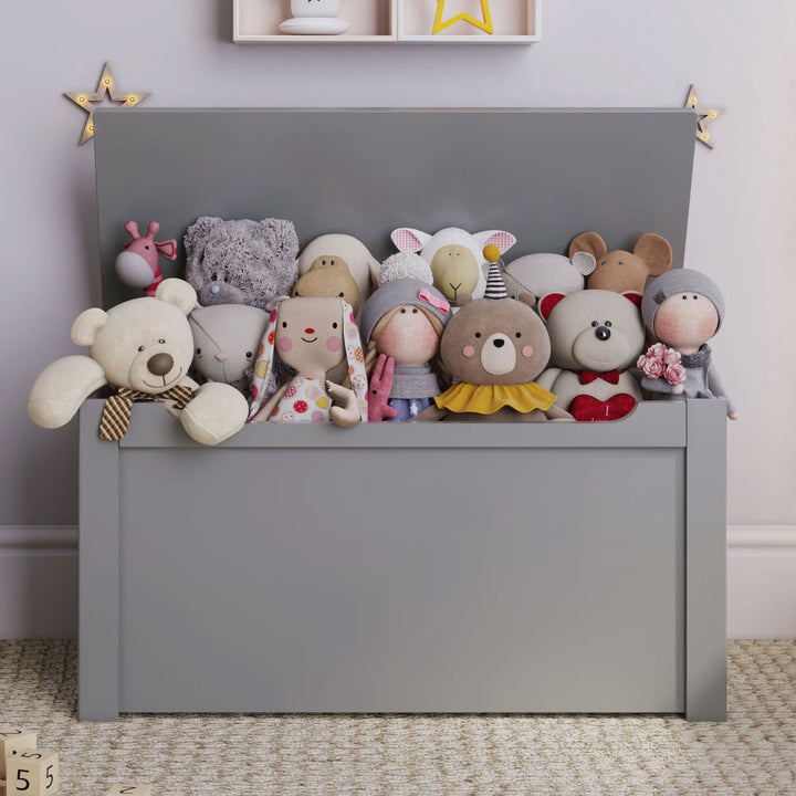 Sturdis Wooden Toy Box Stylish & Spacious for Home Organization, Gray (Used) - VMInnovations