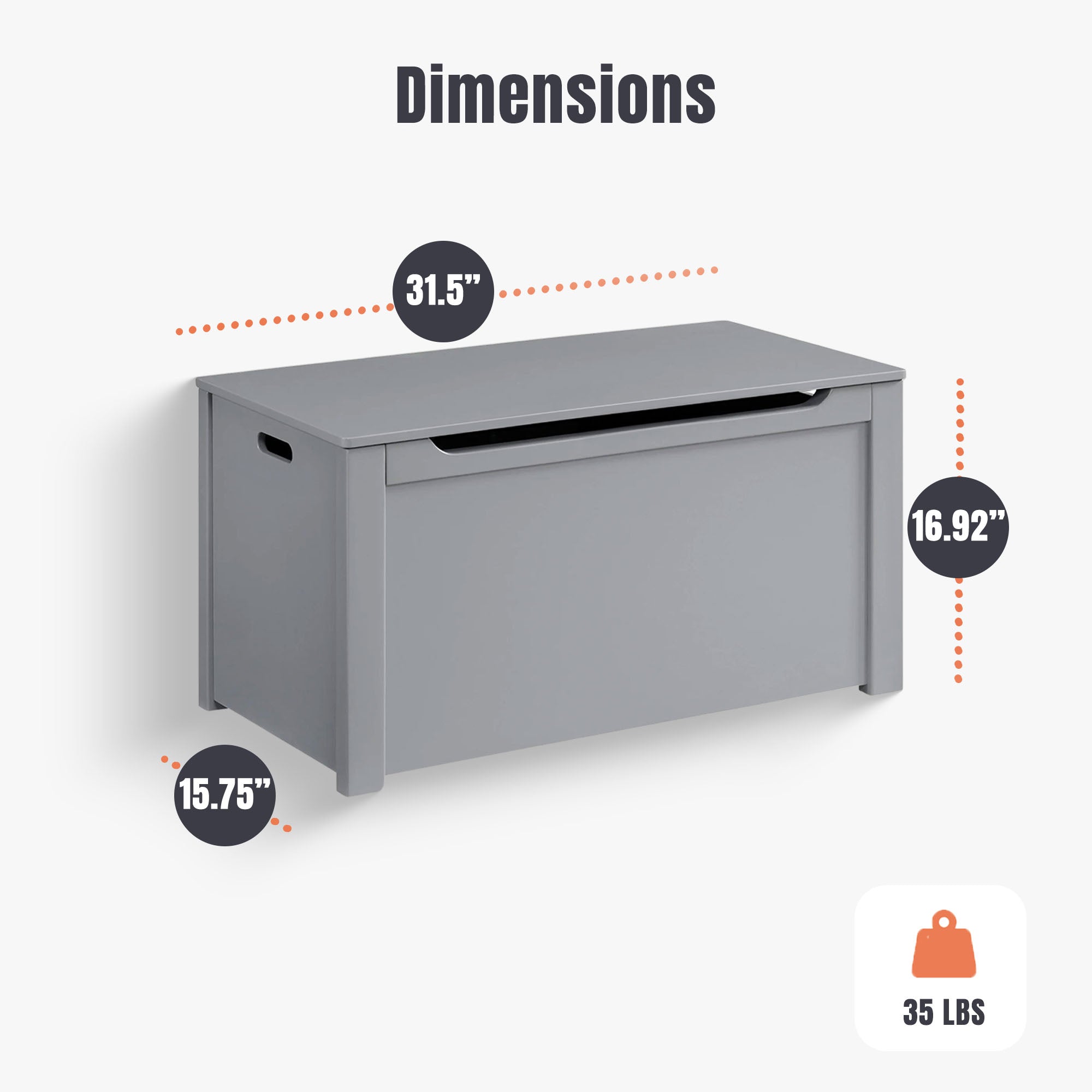 Sturdis Toy Box Stylish & Spacious Storage for Home Organization, Gray(Open Box) - VMInnovations