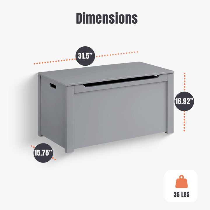 Sturdis Wooden Toy Box Stylish & Spacious for Home Organization, Gray (Used) - VMInnovations