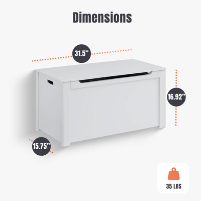Sturdis Wooden Toy Box Stylish Spacious Storage for Home Organization, White - VMInnovations
