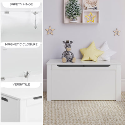 Sturdis Wooden Toy Box Stylish Spacious Storage for Home Organization, White - VMInnovations