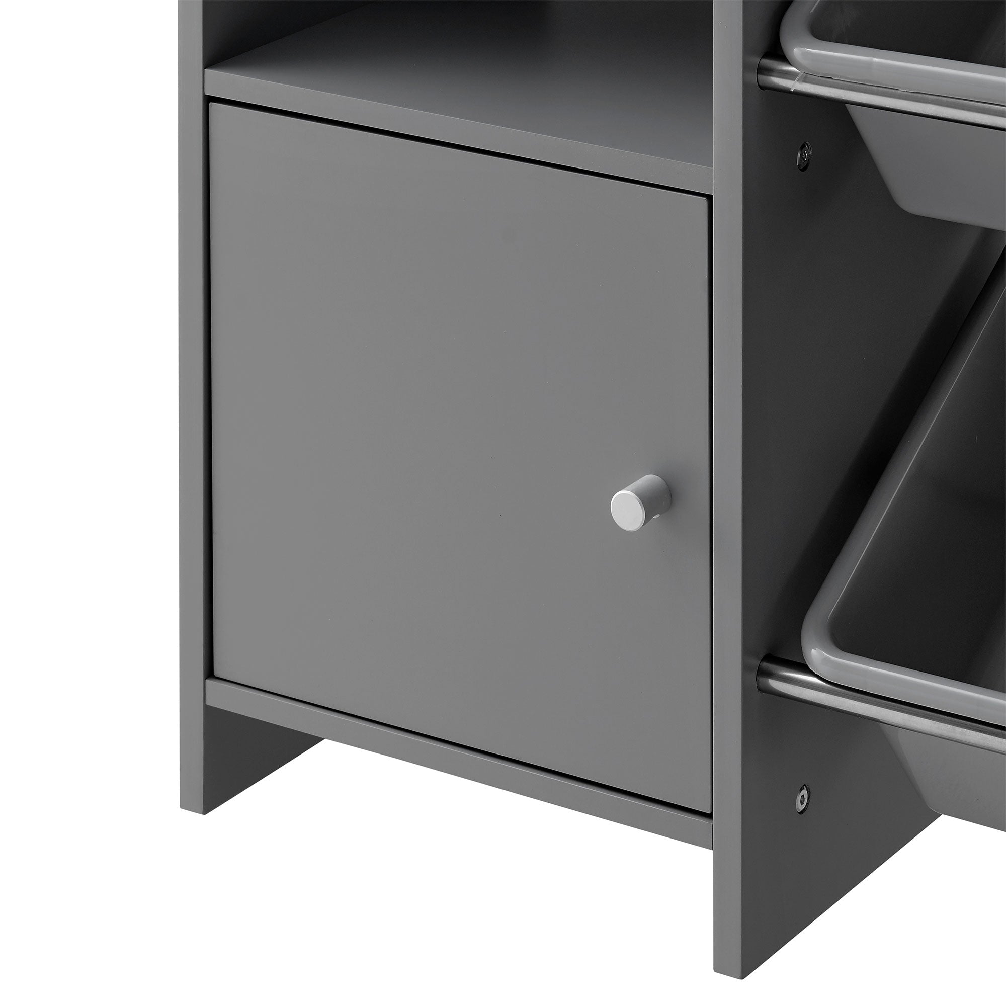 Sturdis Kids Toy Storage Organizer w/Cabinet, Bookshelf & 8 Toy Bins, Gray(Used) - VMInnovations
