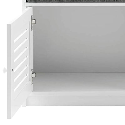 Sturdis Shoe Storage Bench w/ Adjustable Shelves & Cushioned Seat, White (Used) - VMInnovations