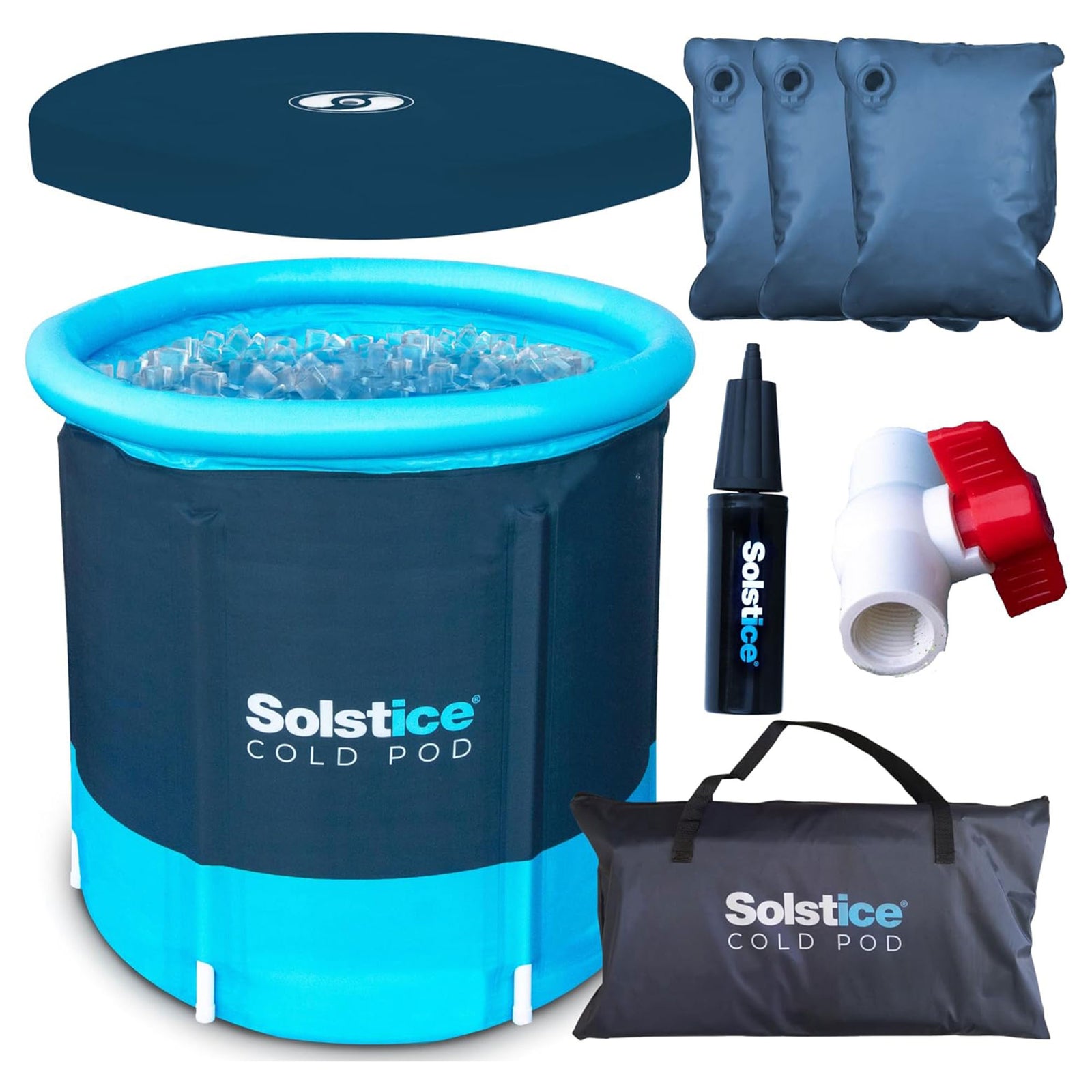 Solstice Cold Pod Plunge 84.5 Gallon Ice Bath Tub with Large Lid and Carry Bag - VMInnovations