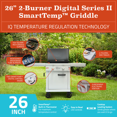 Loco Cookers 2-Burner Digital Series II Propane SmartTemp Flat Top Grill, 26" - VMInnovations