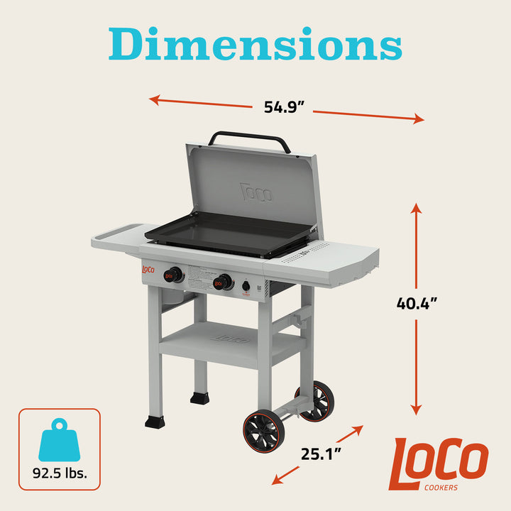 Loco Cookers 2-Burner SmartTemp Griddle Outdoor Flat Top Propane Grill,26"(Used)