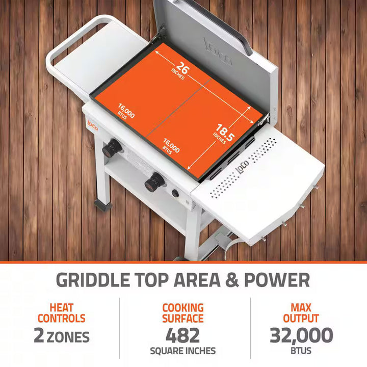 Loco Cookers 2-Burner SmartTemp Griddle Outdoor Flat Top Propane Grill,26"(Used)