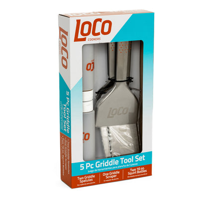 Loco Cookers 5 Piece Griddle Cooking Accessory Kit with Spatulas and Scraper - VMInnovations