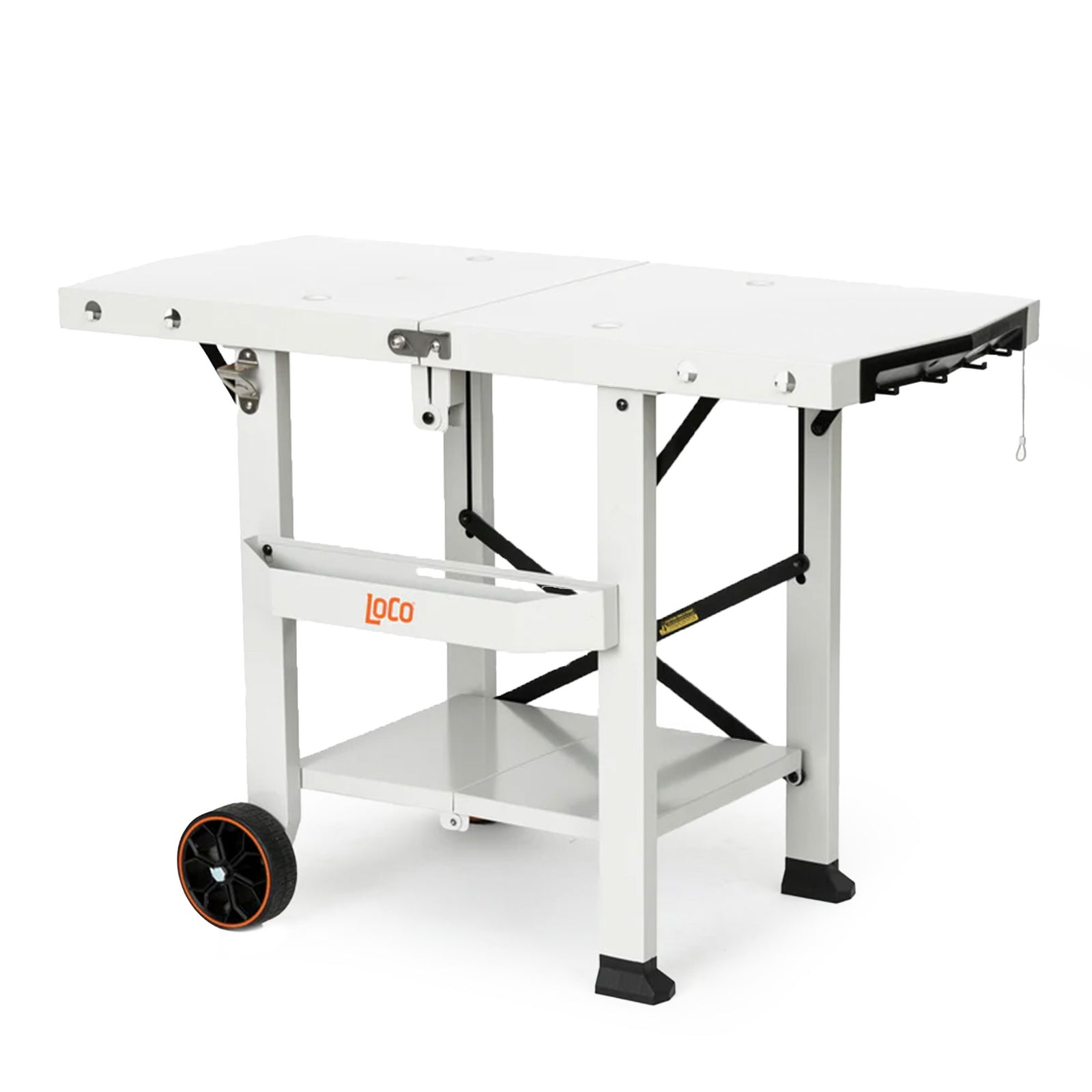 Loco Cookers Steel Tabletop Foldable Cart w/Condiment Holder, Chalk (Open Box) - VMInnovations