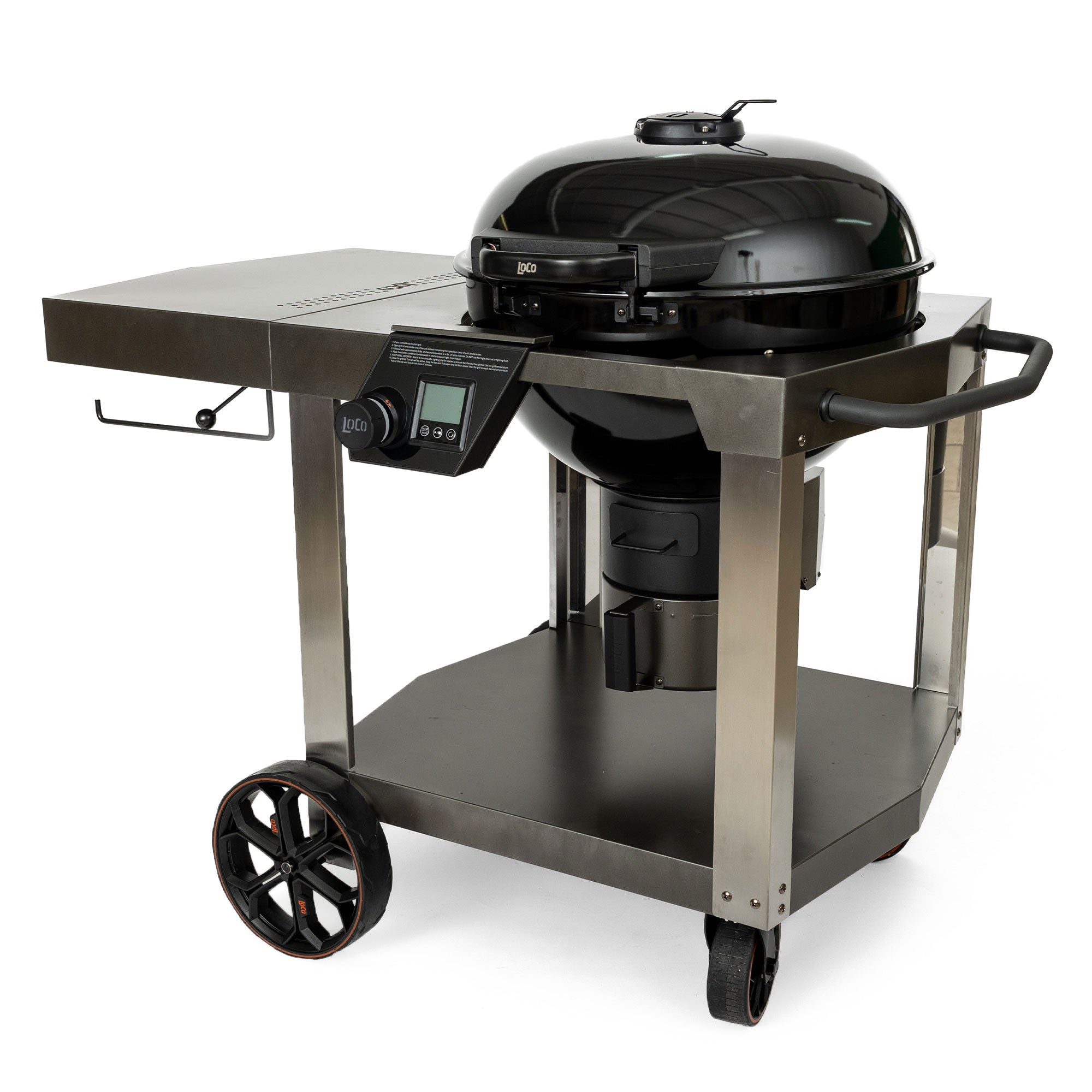 Loco Cookers 22.5 Inch SmartTemp Kettle Grill with Cart and Backlit LCD, Black - VMInnovations