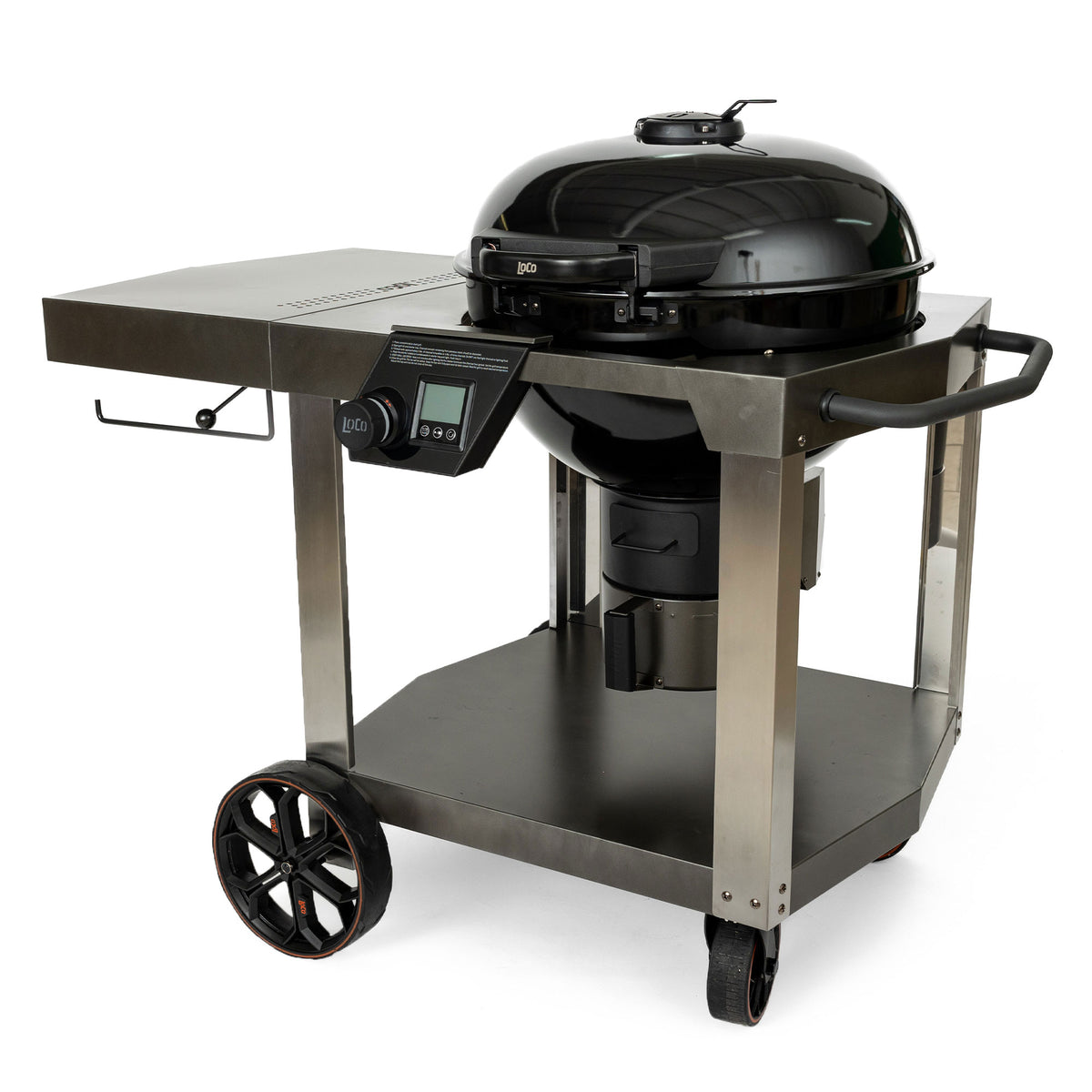 Loco Cookers 22.5 Inch SmartTemp Kettle Grill with Cart and Backlit LCD, Black - VMInnovations