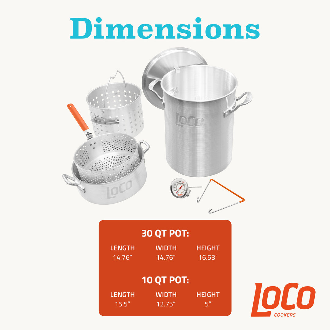 Loco Cookers 30qt Aluminum Circular Pots for Boiling & Steaming,Silver(Open Box)