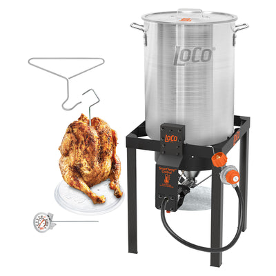 Loco Cookers 30 Quart Propane Manual Ignition Aluminum Cylinder Turkey Fryer - VMInnovations
