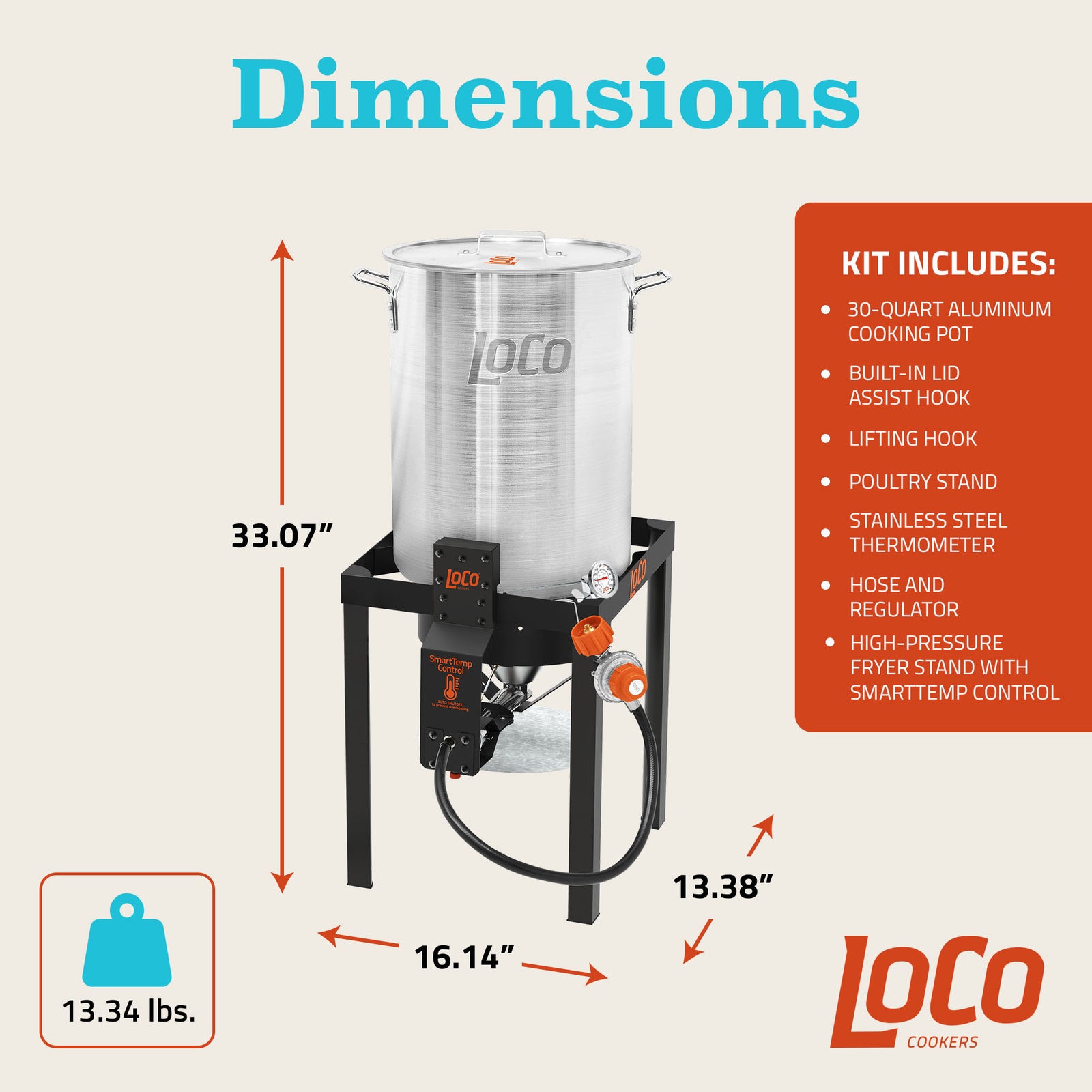 Loco 30 Qt Propane Manual Ignition Aluminum Cylinder Turkey Fryer (Open Box) - VMInnovations