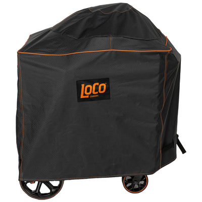 Loco Cookers 22.5 In Kettle Grill Cover with SmartTemp, Zipper, and Cart, Black