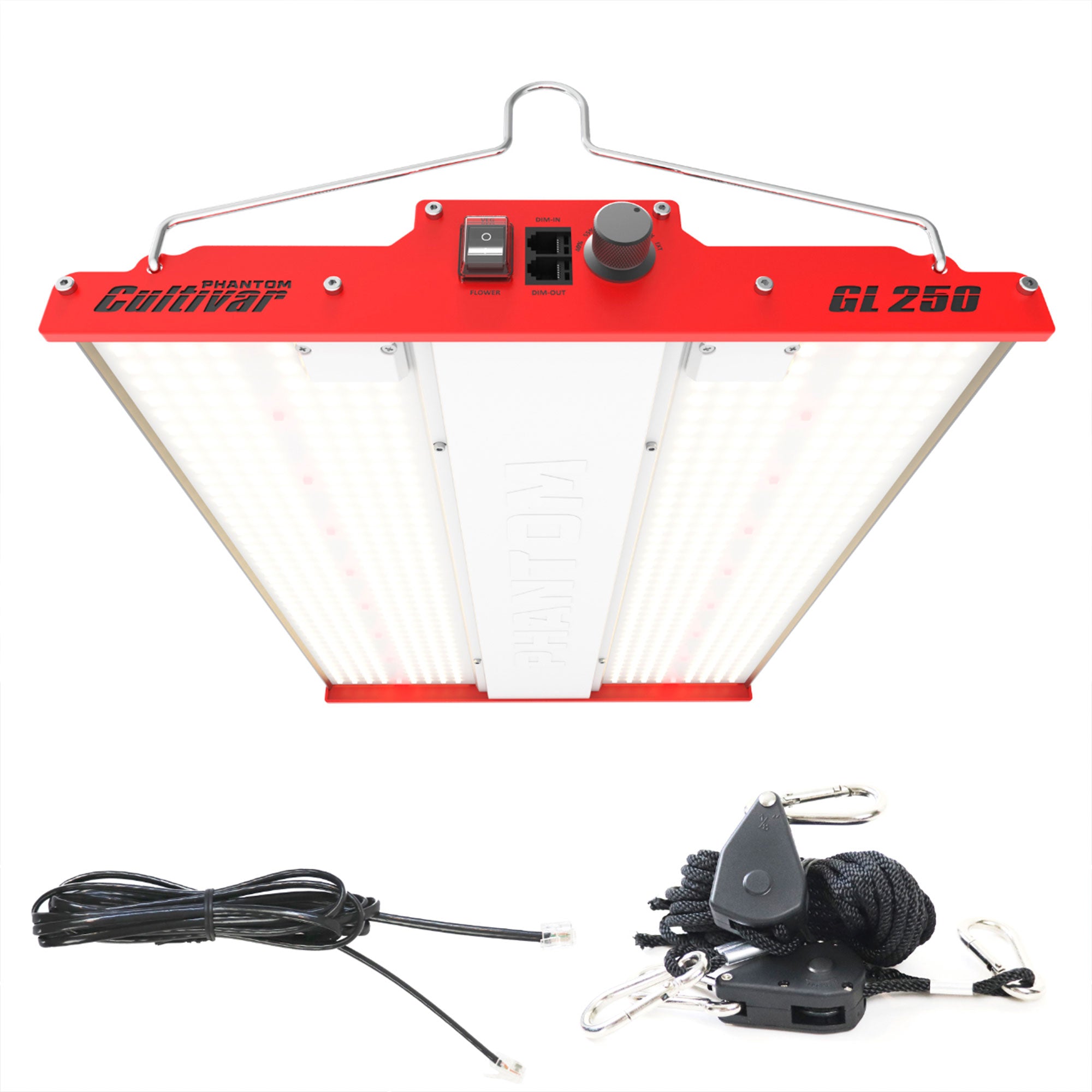 PHANTOM Cultivar GL250 250 Watt LED Aluminum Grow Tent Plant Light, Red (2 Pack)