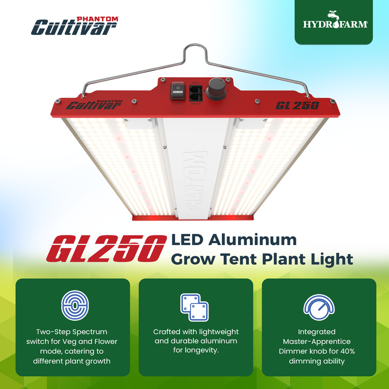 PHANTOM Cultivar GL250 250 Watt 120 Volt LED Aluminum Grow Tent Plant Light, Red