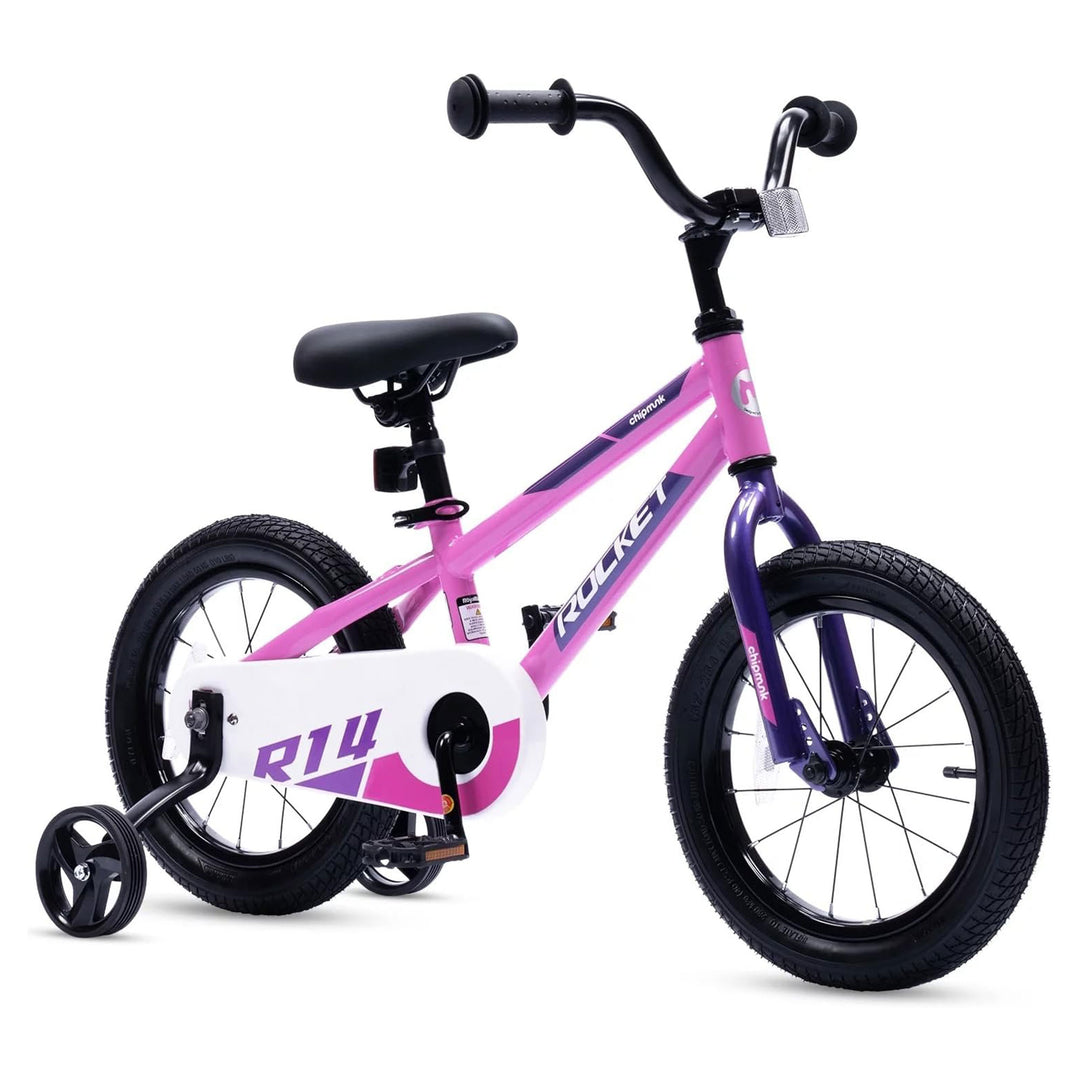 RoyalBaby Rocket Outdoor Children's Bike with Training Wheels, 12 Inch, Pink