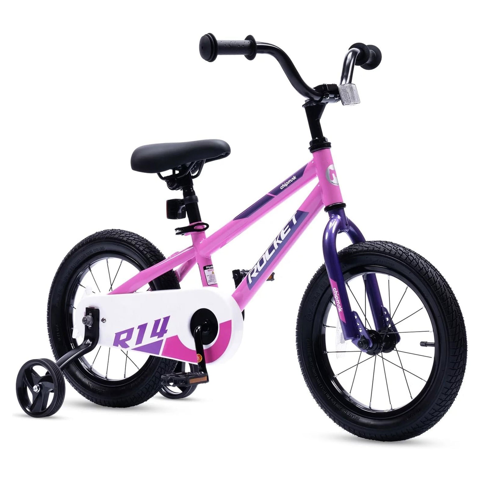 RoyalBaby Rocket Outdoor Children's Bike with Training Wheels, 12 Inch, Pink - VMInnovations