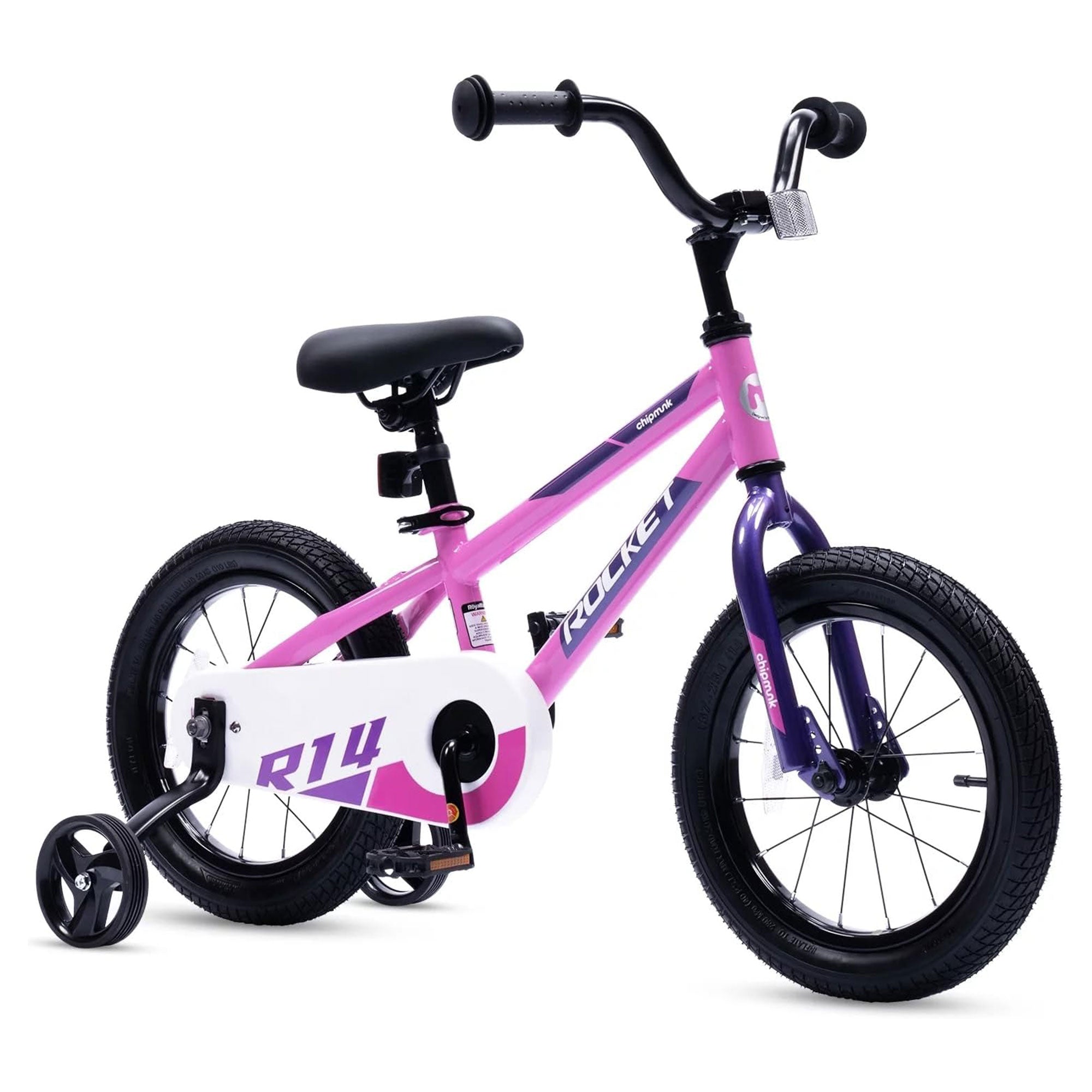 RoyalBaby Rocket Outdoor Children's Bike with Training Wheels, 12 Inch, Pink - VMInnovations