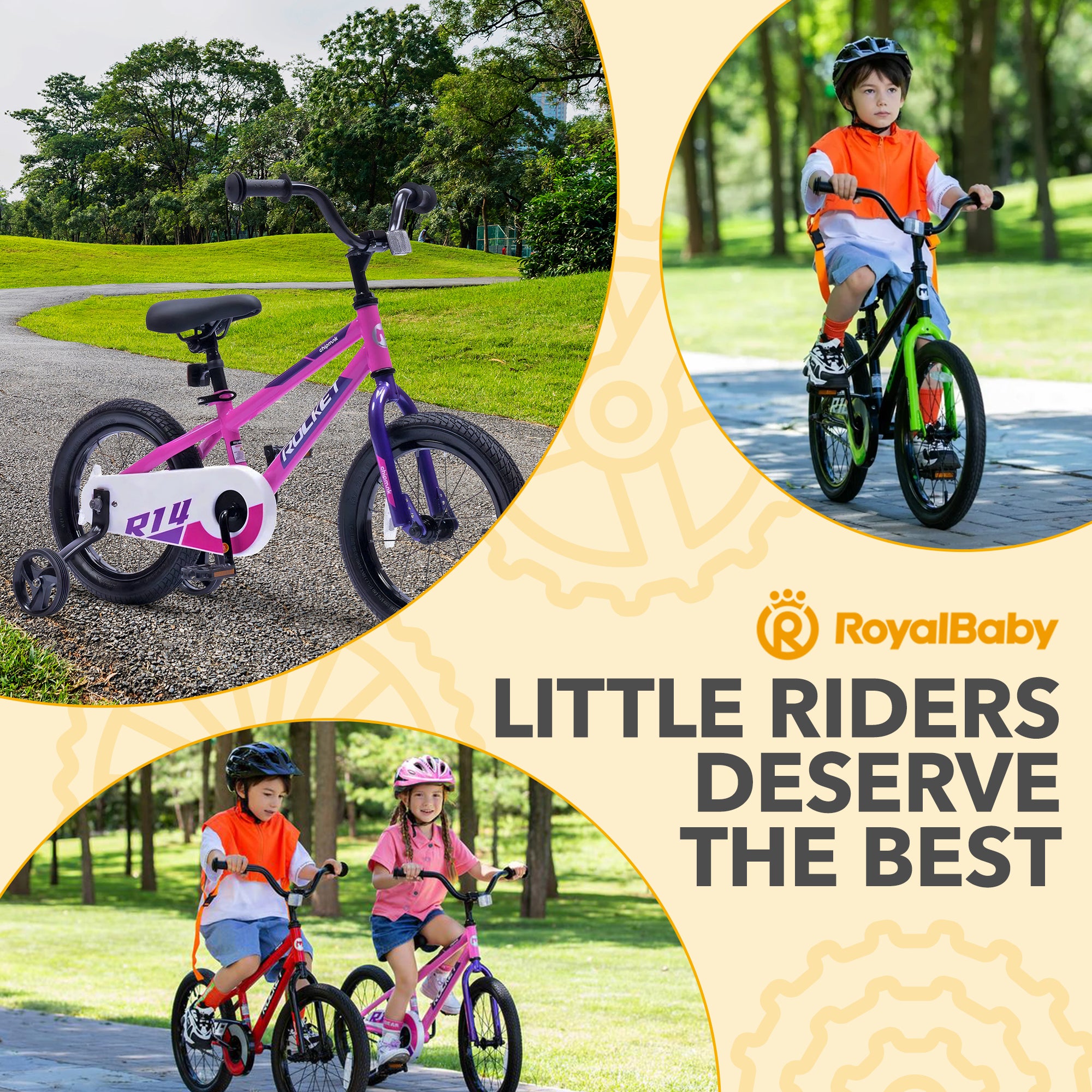 RoyalBaby Rocket Outdoor Children's Bike with Training Wheels, 12 Inch, Pink - VMInnovations