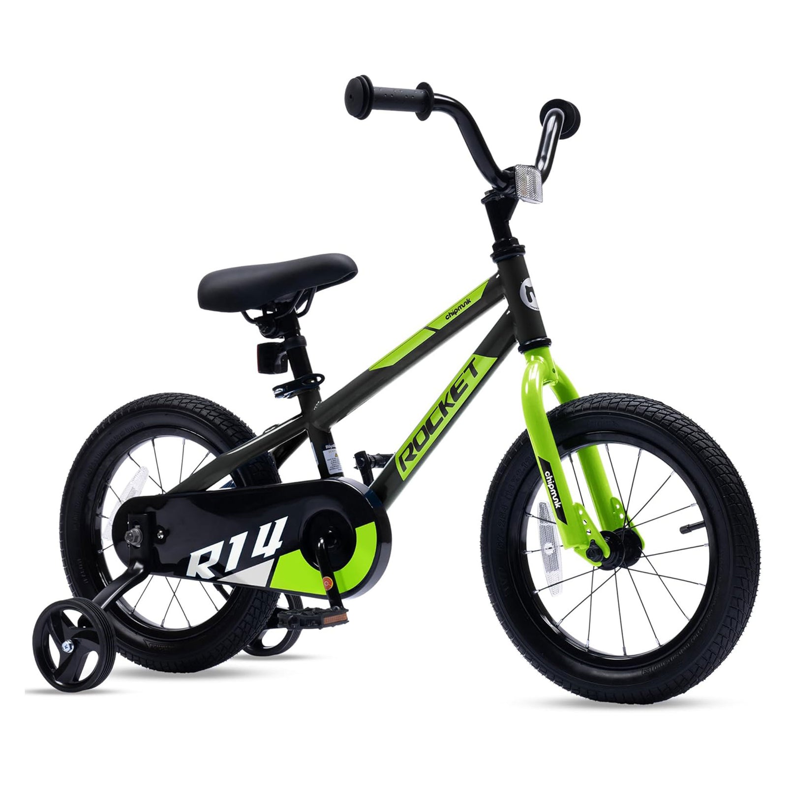 RoyalBaby Rocket Children's Bike with Training Wheels, 14 Inch, Black (Open Box) - VMInnovations